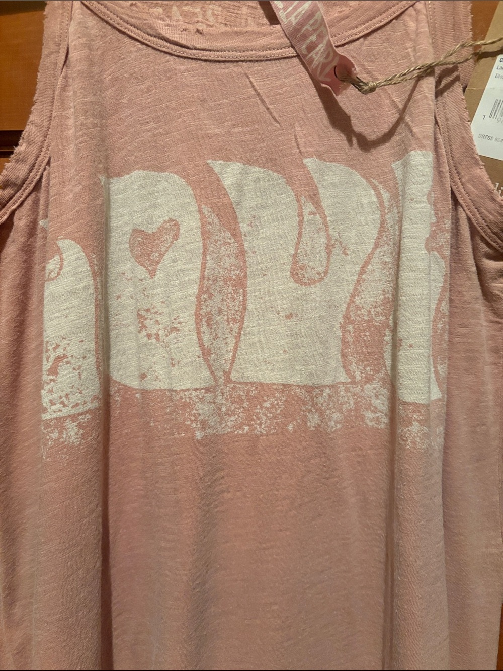 Magnolia Pearl Dusty Pink Tank with Faded White Graphic
